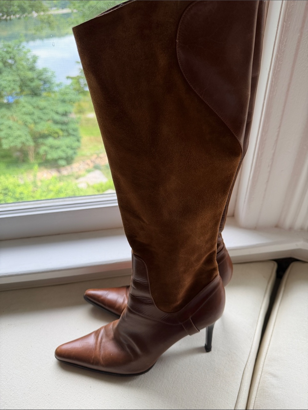 RALPH LAUREN Women's Brown Leather & Suede Knee-High Boots SZ 9 - Picture 5 of 8